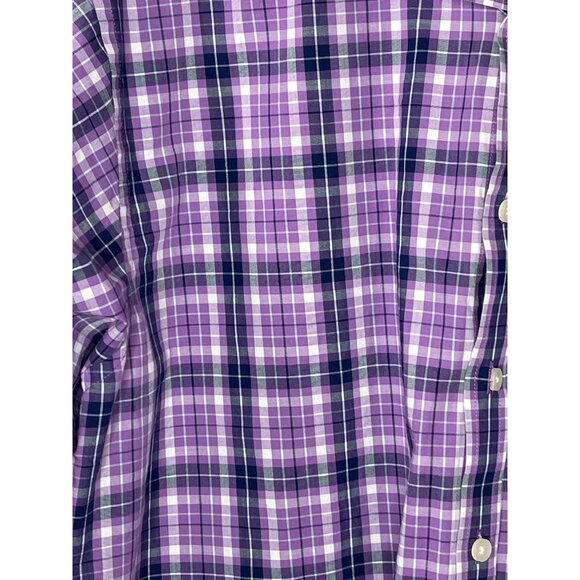 Jos A Bank Men’s Medium Purple Plaid Button Down Long Sleeve Traveler Tech Shirt - Picture 5 of 13